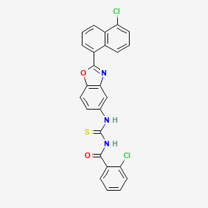 molecular formula C25H15Cl2N3O2S B4535588 2-chloro-N-({[2-(5-chloro-1-naphthyl)-1,3-benzoxazol-5-yl]amino}carbonothioyl)benzamide 
