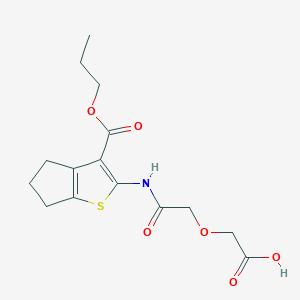 molecular formula C15H19NO6S B4535604 (2-oxo-2-{[3-(propoxycarbonyl)-5,6-dihydro-4H-cyclopenta[b]thien-2-yl]amino}ethoxy)acetic acid 