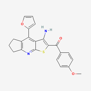 molecular formula C22H18N2O3S B4535618 [3-amino-4-(2-furyl)-6,7-dihydro-5H-cyclopenta[b]thieno[3,2-e]pyridin-2-yl](4-methoxyphenyl)methanone 