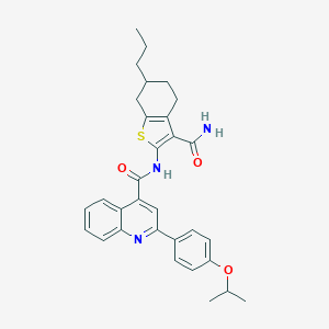 molecular formula C31H33N3O3S B453562 N-[3-(aminocarbonyl)-6-propyl-4,5,6,7-tetrahydro-1-benzothien-2-yl]-2-(4-isopropoxyphenyl)-4-quinolinecarboxamide 
