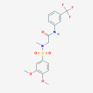 molecular formula C18H19F3N2O5S B4535669 N~2~-[(3,4-dimethoxyphenyl)sulfonyl]-N~2~-methyl-N~1~-[3-(trifluoromethyl)phenyl]glycinamide 