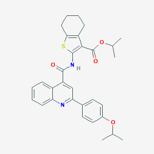molecular formula C31H32N2O4S B453567 Isopropyl 2-({[2-(4-isopropoxyphenyl)-4-quinolinyl]carbonyl}amino)-4,5,6,7-tetrahydro-1-benzothiophene-3-carboxylate 