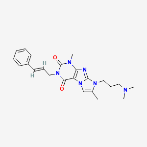 molecular formula C23H28N6O2 B4535693 8-[3-(dimethylamino)propyl]-1,7-dimethyl-3-(3-phenyl-2-propen-1-yl)-1H-imidazo[2,1-f]purine-2,4(3H,8H)-dione 