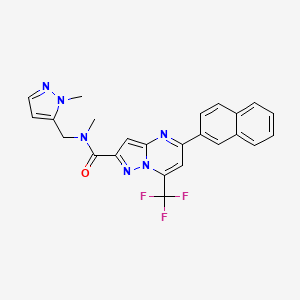 molecular formula C24H19F3N6O B4535705 N-methyl-N-[(1-methyl-1H-pyrazol-5-yl)methyl]-5-(2-naphthyl)-7-(trifluoromethyl)pyrazolo[1,5-a]pyrimidine-2-carboxamide 