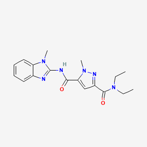 molecular formula C18H22N6O2 B4535738 N~3~,N~3~-diethyl-1-methyl-N~5~-(1-methyl-1H-benzimidazol-2-yl)-1H-pyrazole-3,5-dicarboxamide 