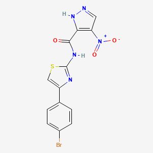 molecular formula C13H8BrN5O3S B4535749 N-[4-(4-bromophenyl)-1,3-thiazol-2-yl]-4-nitro-1H-pyrazole-3-carboxamide 