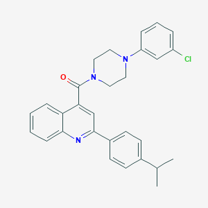 molecular formula C29H28ClN3O B453575 4-{[4-(3-Chlorophenyl)-1-piperazinyl]carbonyl}-2-(4-isopropylphenyl)quinoline 