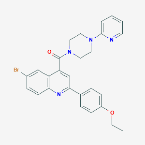 molecular formula C27H25BrN4O2 B453579 6-Bromo-2-(4-ethoxyphenyl)-4-{[4-(2-pyridinyl)-1-piperazinyl]carbonyl}quinoline 