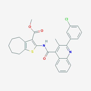 methyl 2-({[2-(3-chlorophenyl)-3-methyl-4-quinolinyl]carbonyl}amino)-5,6,7,8-tetrahydro-4H-cyclohepta[b]thiophene-3-carboxylate