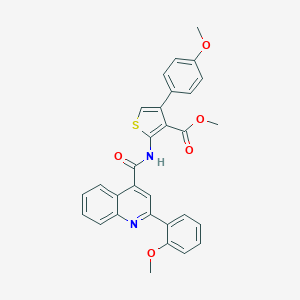 molecular formula C30H24N2O5S B453581 Methyl 4-(4-methoxyphenyl)-2-({[2-(2-methoxyphenyl)-4-quinolinyl]carbonyl}amino)-3-thiophenecarboxylate 