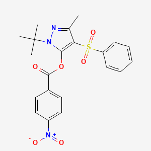 molecular formula C21H21N3O6S B4535818 1-tert-butyl-3-methyl-4-(phenylsulfonyl)-1H-pyrazol-5-yl 4-nitrobenzoate 