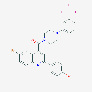 molecular formula C28H23BrF3N3O2 B453582 6-Bromo-2-(4-methoxyphenyl)-4-({4-[3-(trifluoromethyl)phenyl]-1-piperazinyl}carbonyl)quinoline 
