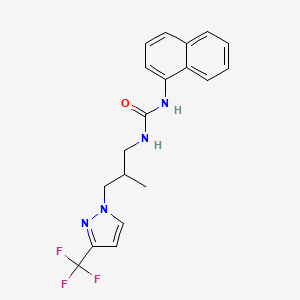 molecular formula C19H19F3N4O B4535820 N-{2-methyl-3-[3-(trifluoromethyl)-1H-pyrazol-1-yl]propyl}-N'-1-naphthylurea 