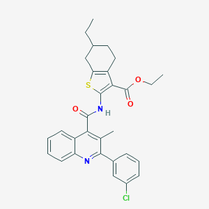 Ethyl 2-({[2-(3-chlorophenyl)-3-methyl-4-quinolinyl]carbonyl}amino)-6-ethyl-4,5,6,7-tetrahydro-1-benzothiophene-3-carboxylate