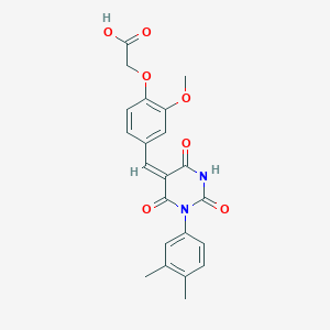 molecular formula C22H20N2O7 B4535838 (4-{[1-(3,4-dimethylphenyl)-2,4,6-trioxotetrahydro-5(2H)-pyrimidinylidene]methyl}-2-methoxyphenoxy)acetic acid 