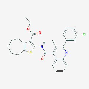 ethyl 2-({[2-(3-chlorophenyl)-3-methyl-4-quinolinyl]carbonyl}amino)-5,6,7,8-tetrahydro-4H-cyclohepta[b]thiophene-3-carboxylate