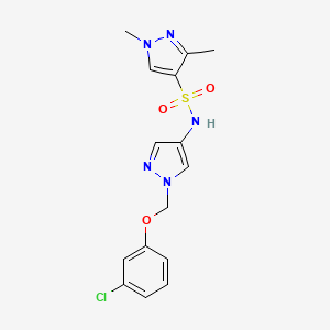 molecular formula C15H16ClN5O3S B4535874 N-{1-[(3-chlorophenoxy)methyl]-1H-pyrazol-4-yl}-1,3-dimethyl-1H-pyrazole-4-sulfonamide 