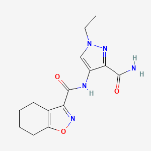 molecular formula C14H17N5O3 B4535898 N-[3-(aminocarbonyl)-1-ethyl-1H-pyrazol-4-yl]-4,5,6,7-tetrahydro-1,2-benzisoxazole-3-carboxamide 