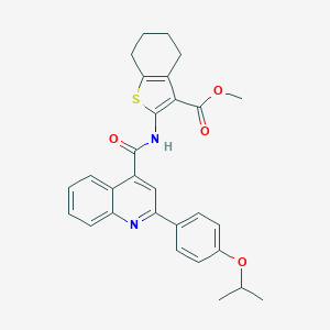 molecular formula C29H28N2O4S B453593 Methyl 2-({[2-(4-isopropoxyphenyl)-4-quinolinyl]carbonyl}amino)-4,5,6,7-tetrahydro-1-benzothiophene-3-carboxylate 