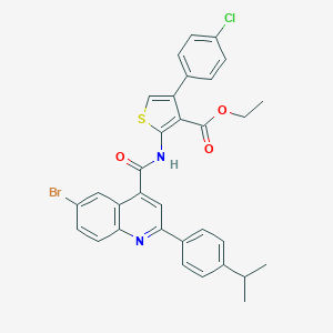 Ethyl 2-({[6-bromo-2-(4-isopropylphenyl)-4-quinolinyl]carbonyl}amino)-4-(4-chlorophenyl)-3-thiophenecarboxylate