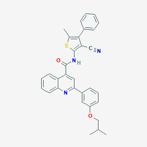 molecular formula C32H27N3O2S B453598 N-(3-cyano-5-methyl-4-phenylthiophen-2-yl)-2-[3-(2-methylpropoxy)phenyl]quinoline-4-carboxamide 