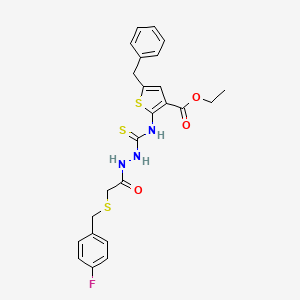 molecular formula C24H24FN3O3S3 B4535983 ethyl 5-benzyl-2-{[(2-{[(4-fluorobenzyl)thio]acetyl}hydrazino)carbonothioyl]amino}-3-thiophenecarboxylate 