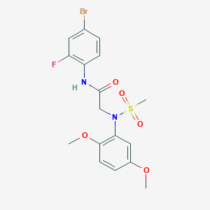 molecular formula C17H18BrFN2O5S B4535988 N~1~-(4-bromo-2-fluorophenyl)-N~2~-(2,5-dimethoxyphenyl)-N~2~-(methylsulfonyl)glycinamide 