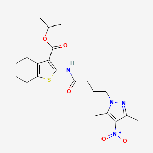 molecular formula C21H28N4O5S B4535990 isopropyl 2-{[4-(3,5-dimethyl-4-nitro-1H-pyrazol-1-yl)butanoyl]amino}-4,5,6,7-tetrahydro-1-benzothiophene-3-carboxylate 