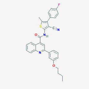 molecular formula C32H26FN3O2S B453601 2-(3-butoxyphenyl)-N-[3-cyano-4-(4-fluorophenyl)-5-methylthiophen-2-yl]quinoline-4-carboxamide 
