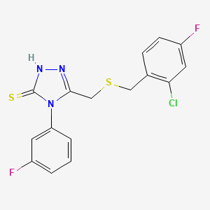 molecular formula C16H12ClF2N3S2 B4536019 5-{[(2-chloro-4-fluorobenzyl)thio]methyl}-4-(3-fluorophenyl)-4H-1,2,4-triazole-3-thiol 