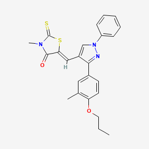molecular formula C24H23N3O2S2 B4536044 3-methyl-5-{[3-(3-methyl-4-propoxyphenyl)-1-phenyl-1H-pyrazol-4-yl]methylene}-2-thioxo-1,3-thiazolidin-4-one 