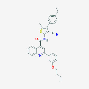 molecular formula C34H31N3O2S B453605 2-(3-butoxyphenyl)-N-[3-cyano-4-(4-ethylphenyl)-5-methylthiophen-2-yl]quinoline-4-carboxamide 