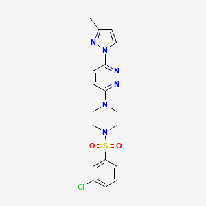 molecular formula C18H19ClN6O2S B4536069 3-{4-[(3-chlorophenyl)sulfonyl]-1-piperazinyl}-6-(3-methyl-1H-pyrazol-1-yl)pyridazine 