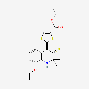 ethyl 2-(8-ethoxy-2,2-dimethyl-3-thioxo-2,3-dihydro-4(1H)-quinolinylidene)-1,3-dithiole-4-carboxylate