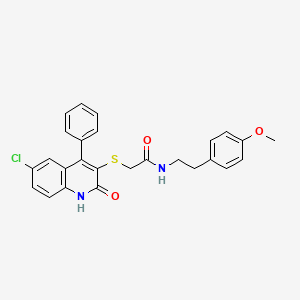 2-[(6-chloro-2-oxo-4-phenyl-1,2-dihydro-3-quinolinyl)thio]-N-[2-(4-methoxyphenyl)ethyl]acetamide