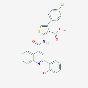 molecular formula C29H21ClN2O4S B453619 Methyl 4-(4-chlorophenyl)-2-({[2-(2-methoxyphenyl)-4-quinolinyl]carbonyl}amino)-3-thiophenecarboxylate 