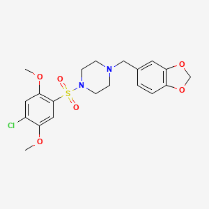 molecular formula C20H23ClN2O6S B4536204 1-(1,3-benzodioxol-5-ylmethyl)-4-[(4-chloro-2,5-dimethoxyphenyl)sulfonyl]piperazine 