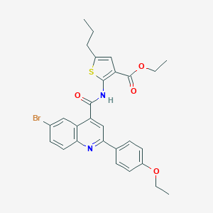 molecular formula C28H27BrN2O4S B453622 Ethyl 2-({[6-bromo-2-(4-ethoxyphenyl)-4-quinolinyl]carbonyl}amino)-5-propyl-3-thiophenecarboxylate 