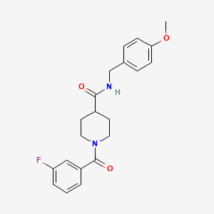 molecular formula C21H23FN2O3 B4536222 1-(3-fluorobenzoyl)-N-(4-methoxybenzyl)-4-piperidinecarboxamide 