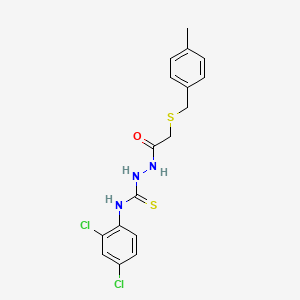 molecular formula C17H17Cl2N3OS2 B4536239 N-(2,4-dichlorophenyl)-2-{[(4-methylbenzyl)thio]acetyl}hydrazinecarbothioamide 
