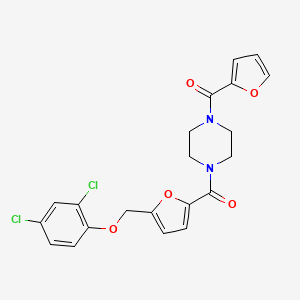 molecular formula C21H18Cl2N2O5 B4536253 1-{5-[(2,4-dichlorophenoxy)methyl]-2-furoyl}-4-(2-furoyl)piperazine 