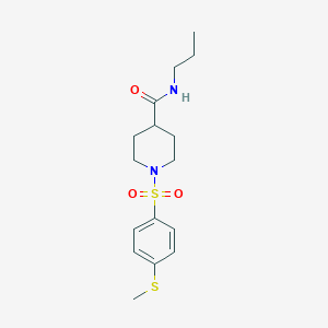 molecular formula C16H24N2O3S2 B4536256 1-{[4-(methylthio)phenyl]sulfonyl}-N-propyl-4-piperidinecarboxamide 