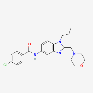 molecular formula C22H25ClN4O2 B4536281 4-chloro-N-[2-(4-morpholinylmethyl)-1-propyl-1H-benzimidazol-5-yl]benzamide 