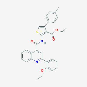 molecular formula C32H28N2O4S B453630 Ethyl 2-({[2-(2-ethoxyphenyl)-4-quinolinyl]carbonyl}amino)-4-(4-methylphenyl)-3-thiophenecarboxylate 