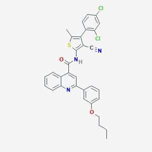 molecular formula C32H25Cl2N3O2S B453631 2-(3-butoxyphenyl)-N-[3-cyano-4-(2,4-dichlorophenyl)-5-methylthiophen-2-yl]quinoline-4-carboxamide 