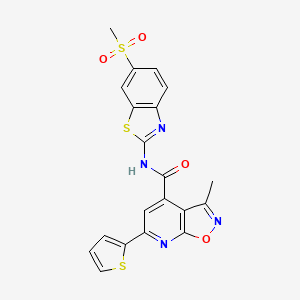 molecular formula C20H14N4O4S3 B4536316 3-methyl-N-[6-(methylsulfonyl)-1,3-benzothiazol-2-yl]-6-(2-thienyl)isoxazolo[5,4-b]pyridine-4-carboxamide 