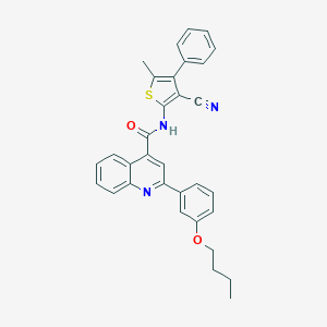 molecular formula C32H27N3O2S B453638 2-(3-butoxyphenyl)-N-(3-cyano-5-methyl-4-phenylthiophen-2-yl)quinoline-4-carboxamide 