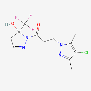 molecular formula C12H14ClF3N4O2 B4536403 1-[3-(4-chloro-3,5-dimethyl-1H-pyrazol-1-yl)propanoyl]-5-(trifluoromethyl)-4,5-dihydro-1H-pyrazol-5-ol 