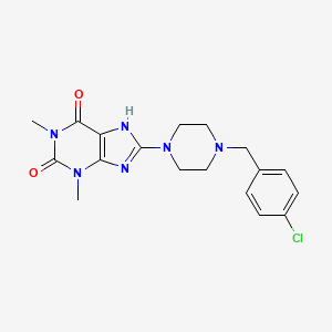 molecular formula C18H21ClN6O2 B4536420 8-[4-(4-chlorobenzyl)-1-piperazinyl]-1,3-dimethyl-3,7-dihydro-1H-purine-2,6-dione 