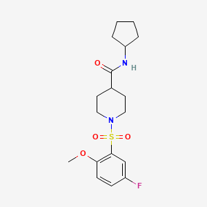 molecular formula C18H25FN2O4S B4536424 N-cyclopentyl-1-[(5-fluoro-2-methoxyphenyl)sulfonyl]-4-piperidinecarboxamide 